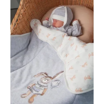 Зайка велюровый плед-конверт цв. серый НВ002-04008