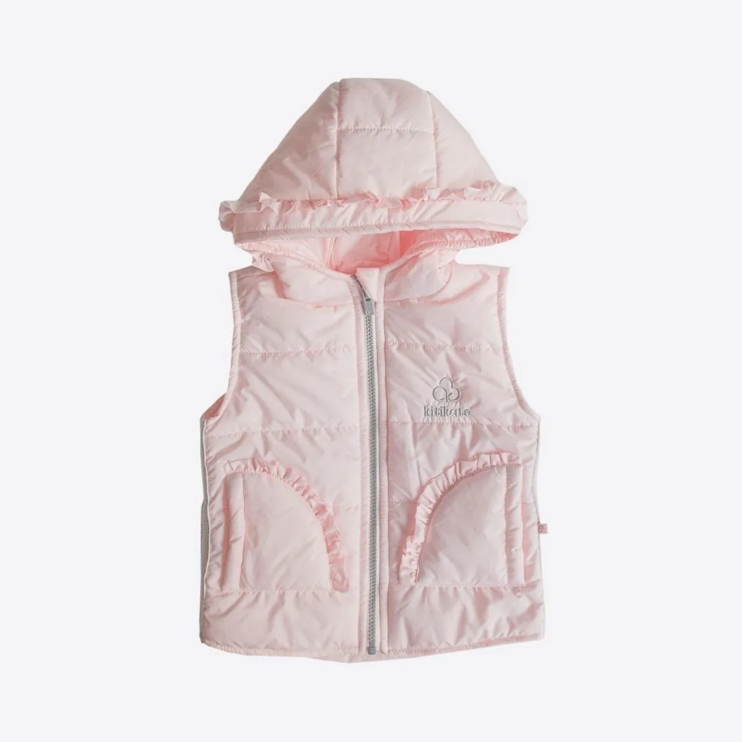 демисезонная болоньевая жилетка для девочки Kitikate S60442-02