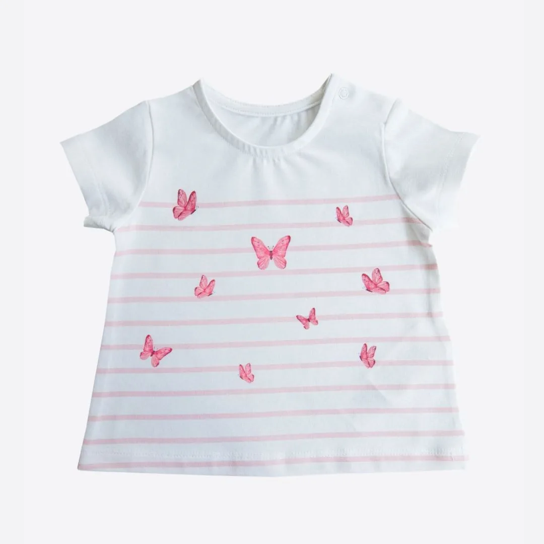 тонкая летняя футболка для девочки из органик хлопка Kitikate S60729