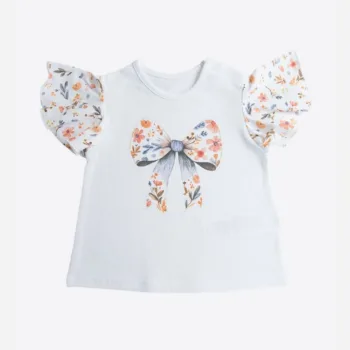 летняя футболка с рюшами для девочки Kitikate S60779