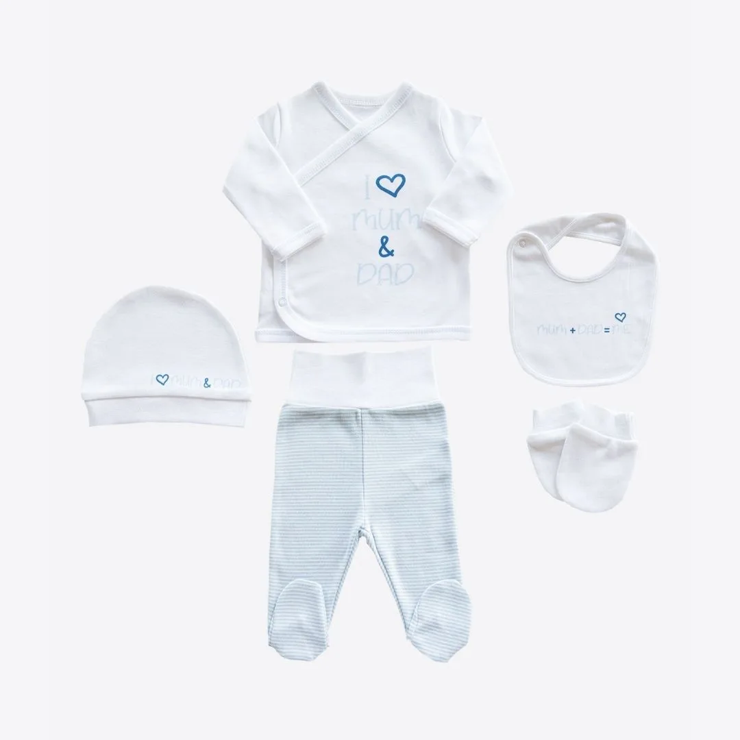 I LOVE MUM & DAD 5 предметник набор для новорожденного мальчика Kitikate S60855-01