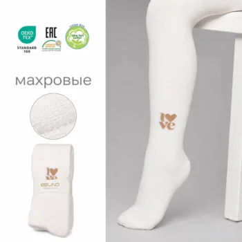 теплые махровые колготки для девочки цв. белый Belino BLH106-01